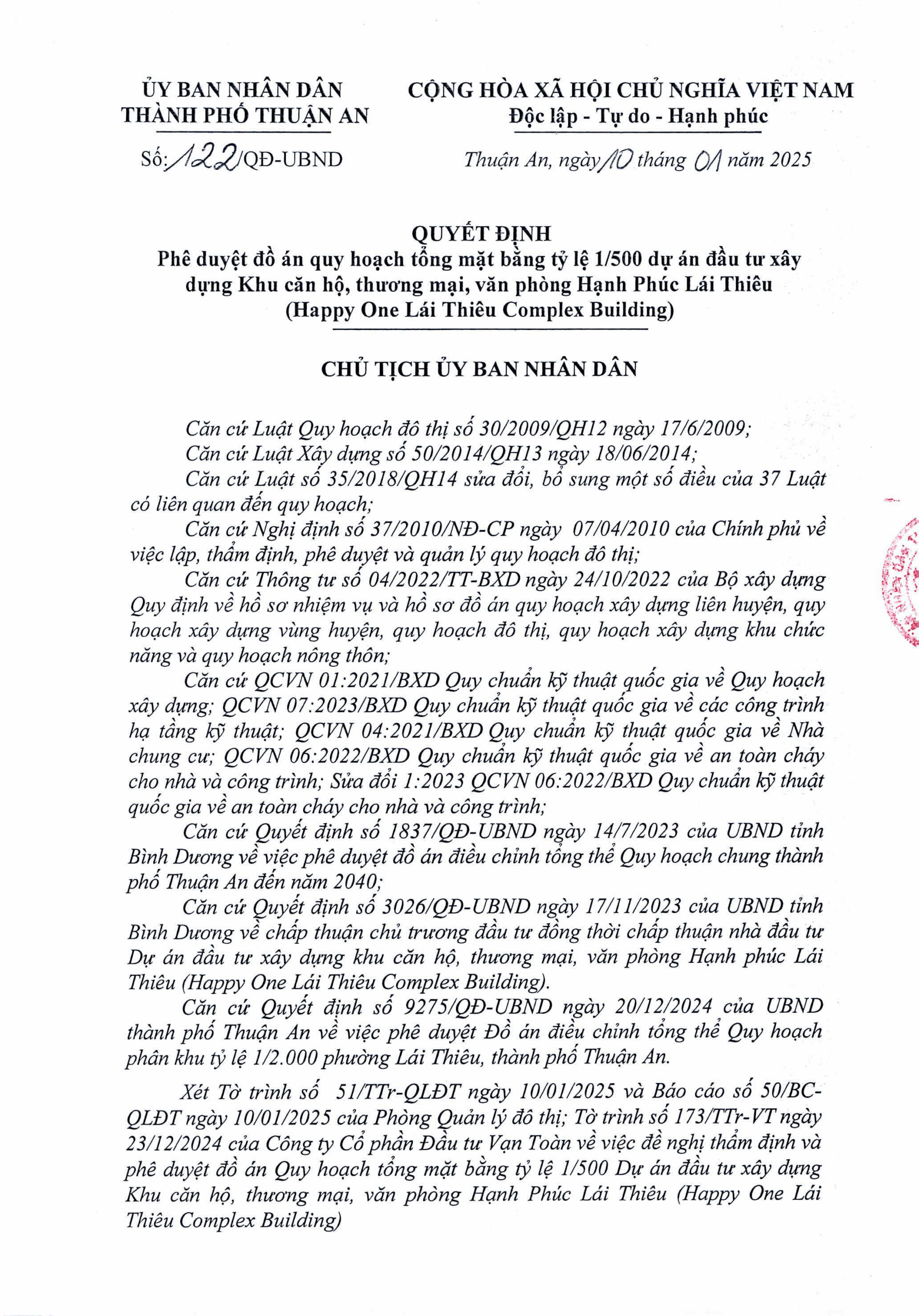 QĐ Phê duyệt QH TMB 1.500